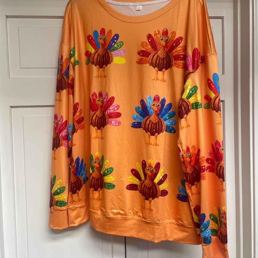 Colorful Turkey Print Sweatshirt